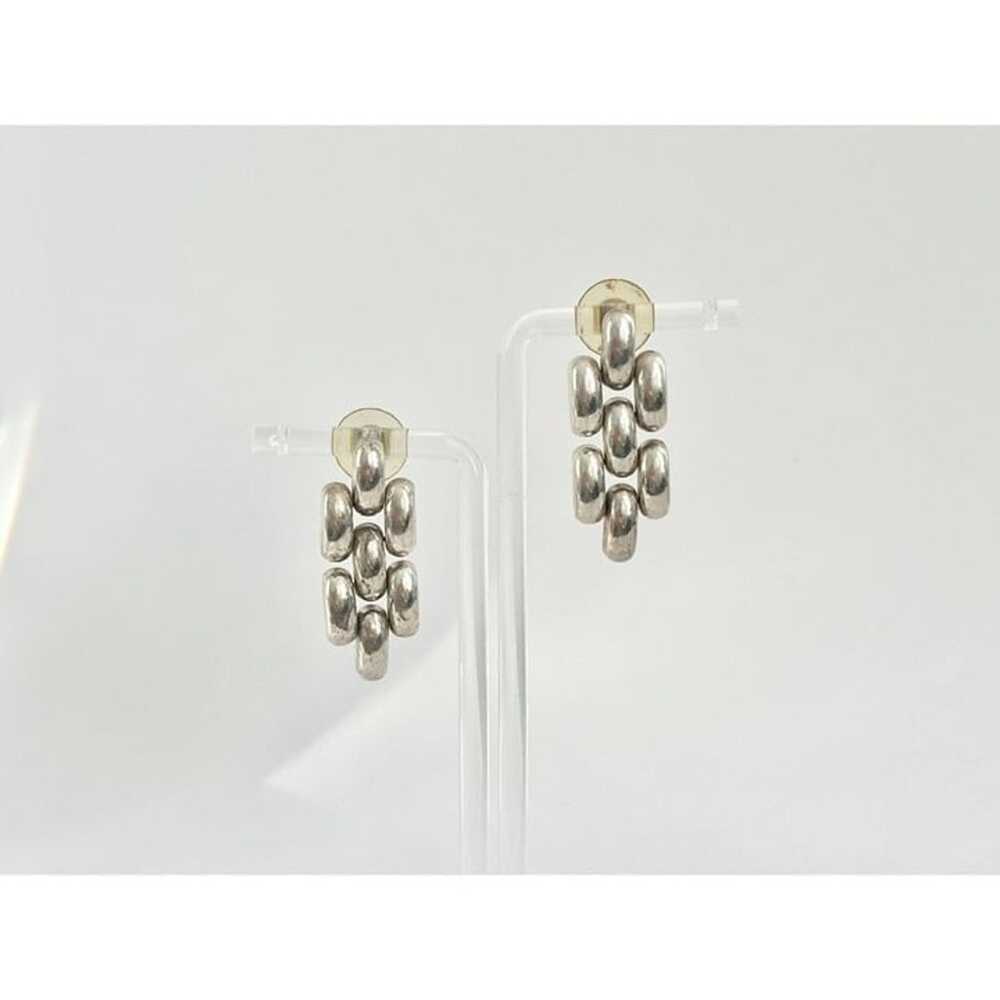 Silver Tone Vintage Chainlink Dangle Earrings - image 10