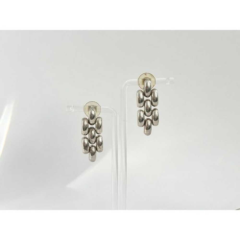 Silver Tone Vintage Chainlink Dangle Earrings - image 4