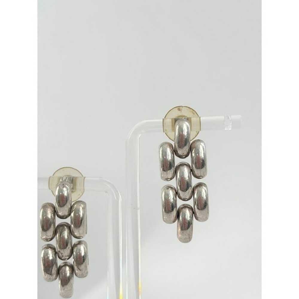 Silver Tone Vintage Chainlink Dangle Earrings - image 5