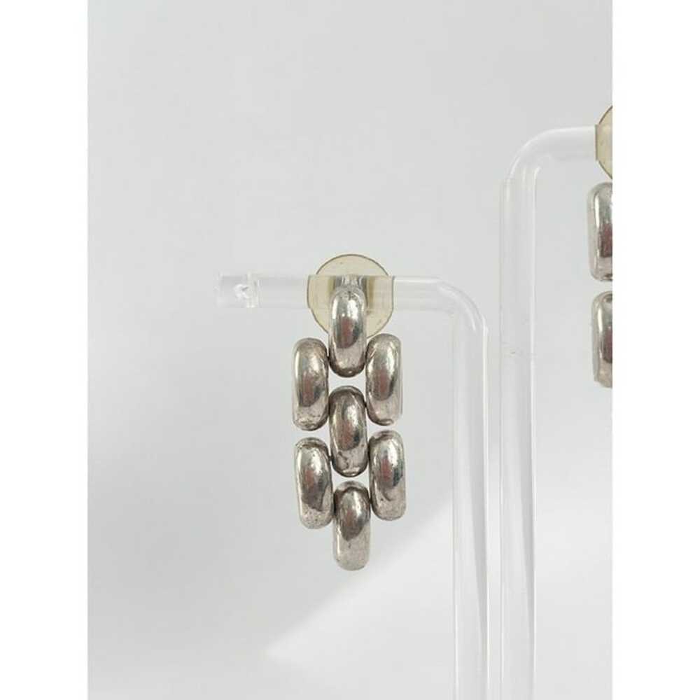 Silver Tone Vintage Chainlink Dangle Earrings - image 6