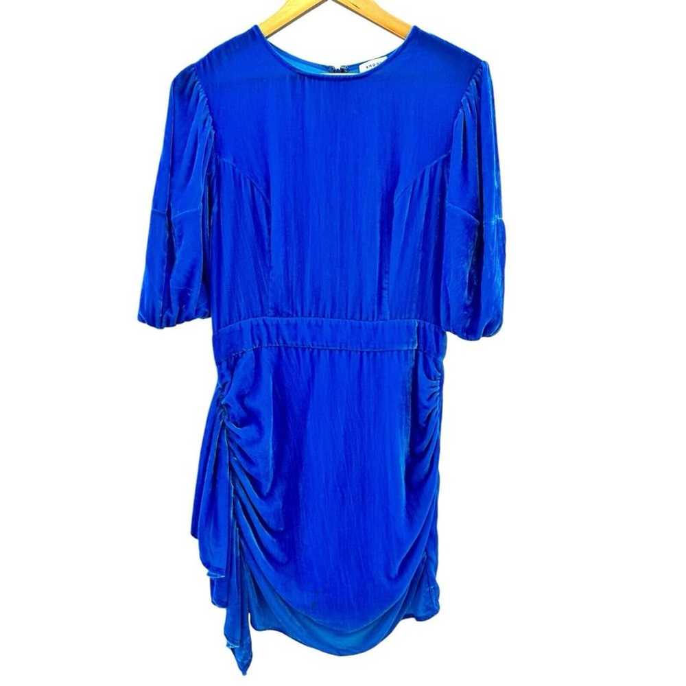 RHODE Pia Blue Velvet Velour Short Sleeve Ruffle … - image 1