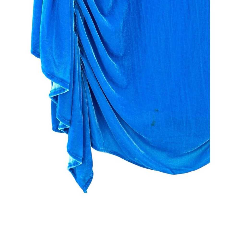 RHODE Pia Blue Velvet Velour Short Sleeve Ruffle … - image 2