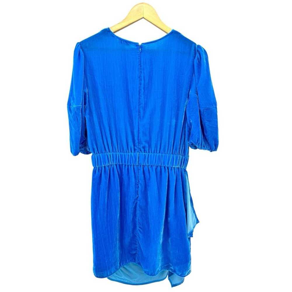 RHODE Pia Blue Velvet Velour Short Sleeve Ruffle … - image 7