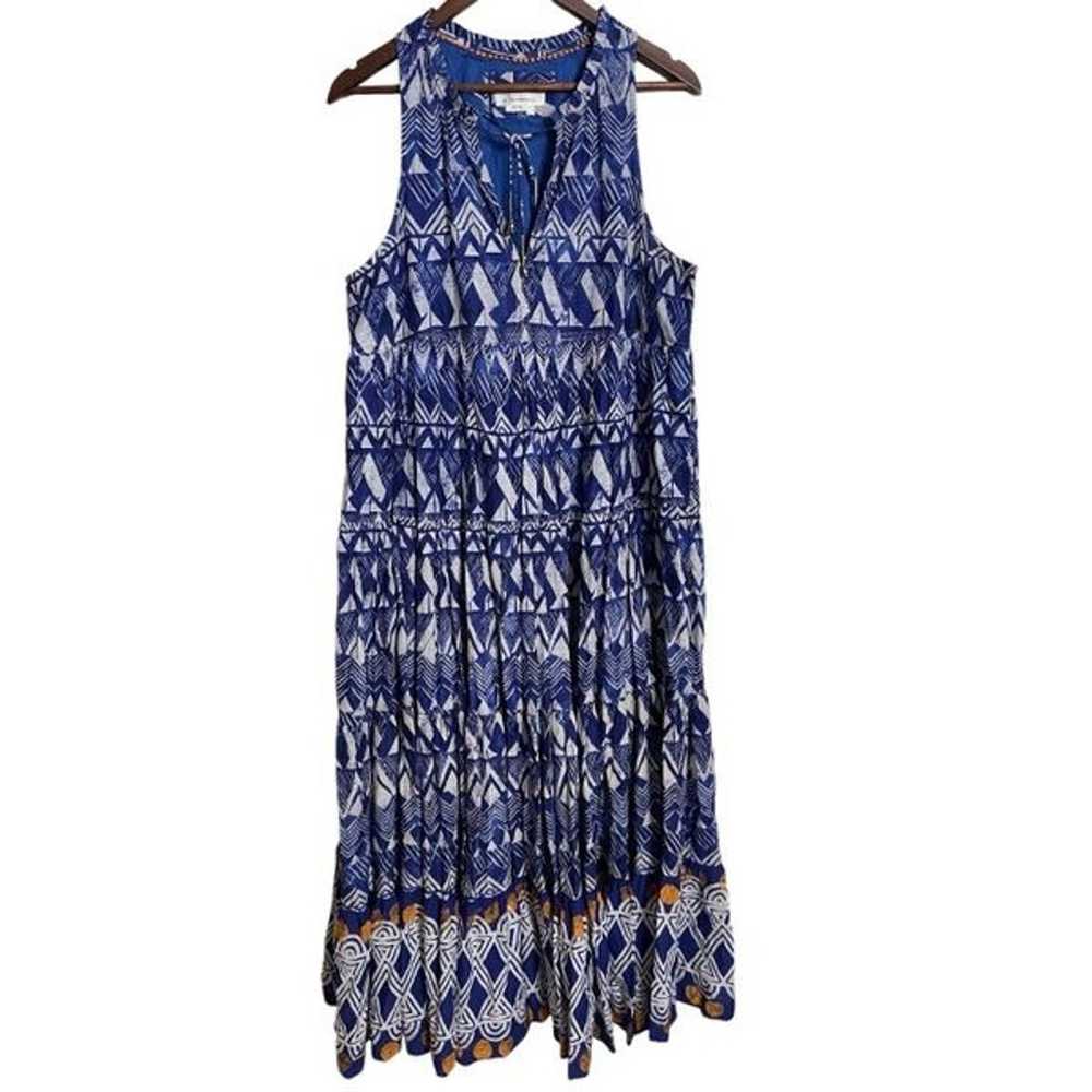 Anthropologie Diaz Tiered Maxi Dress Blue Abstrac… - image 1