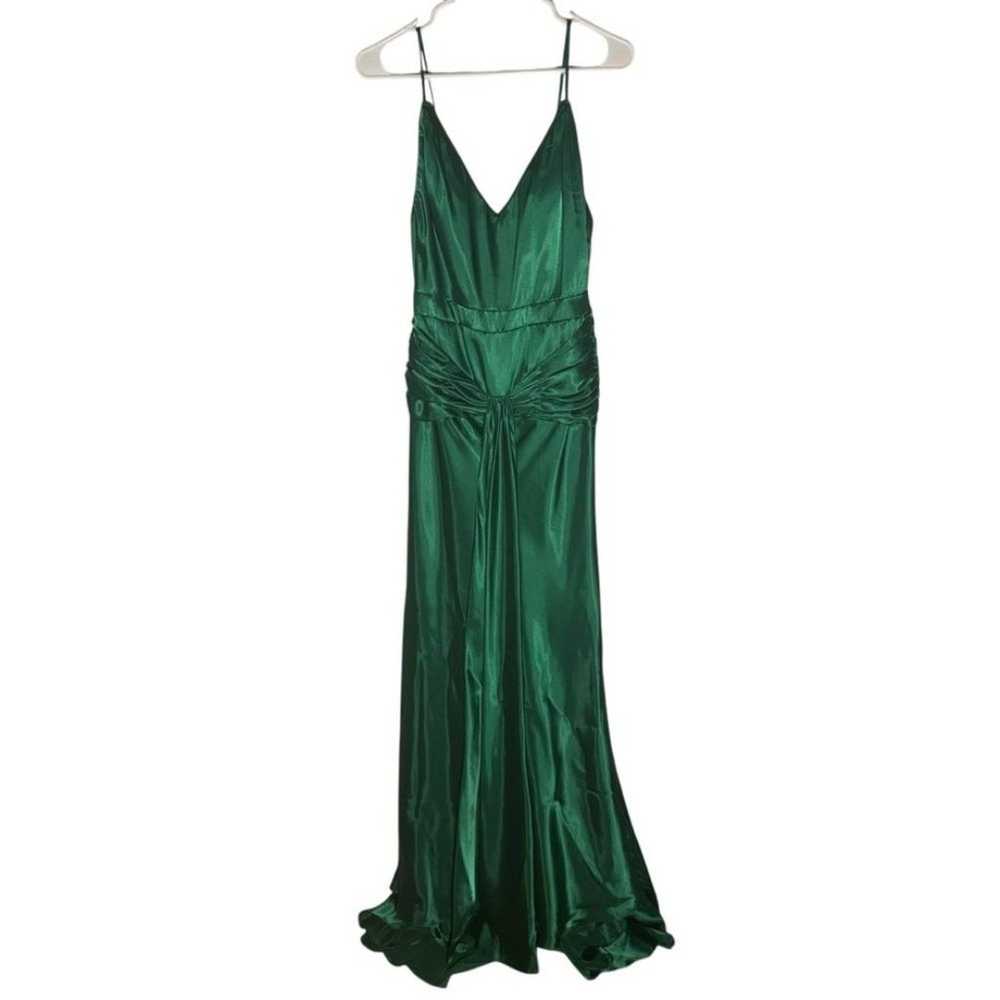 Faviana New York Emerald Green Long Satin Gown Pr… - image 1