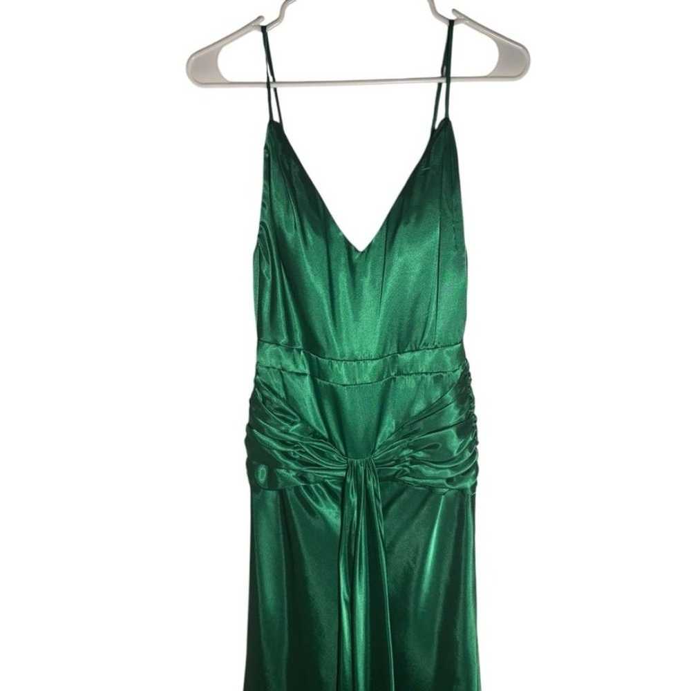 Faviana New York Emerald Green Long Satin Gown Pr… - image 3