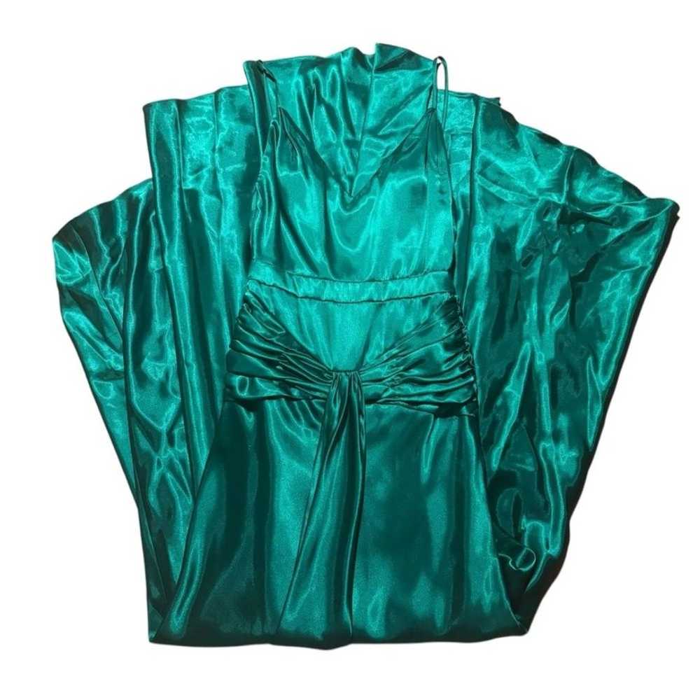 Faviana New York Emerald Green Long Satin Gown Pr… - image 4