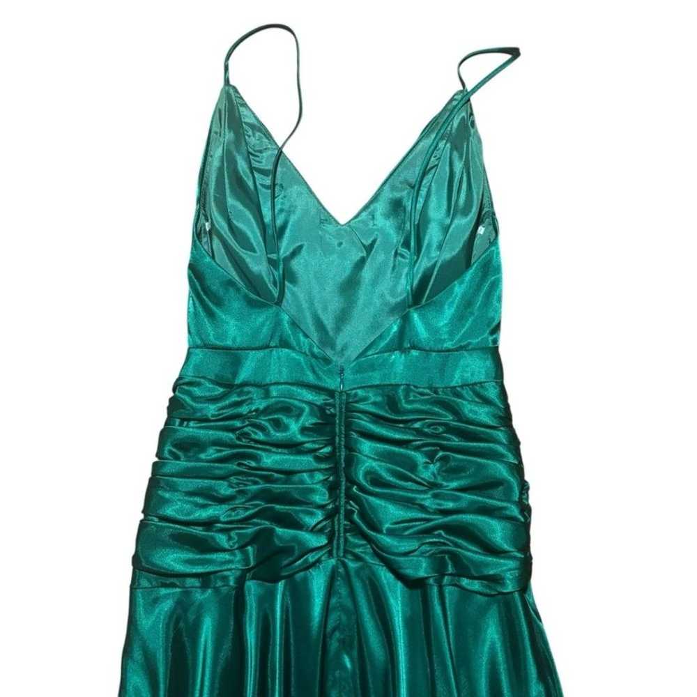 Faviana New York Emerald Green Long Satin Gown Pr… - image 5