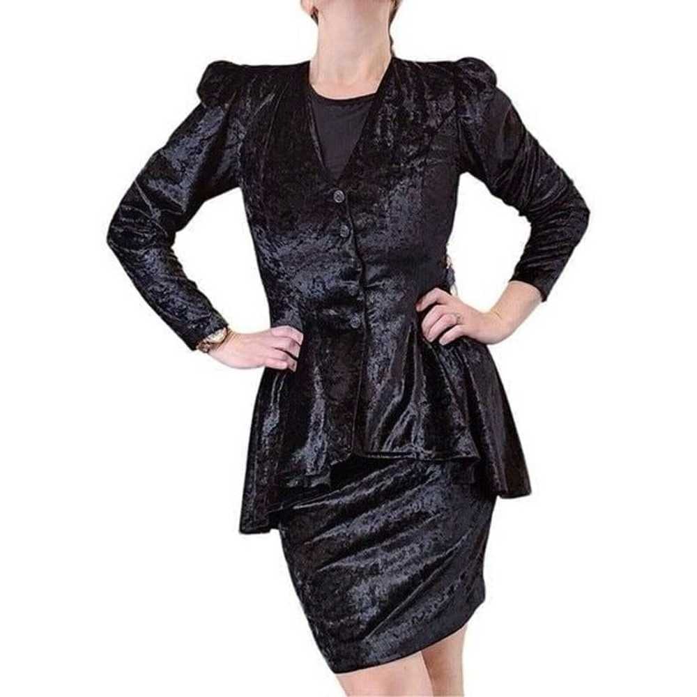 Black Crushed Velvet Small Skirt Set Edge Punk Pr… - image 12