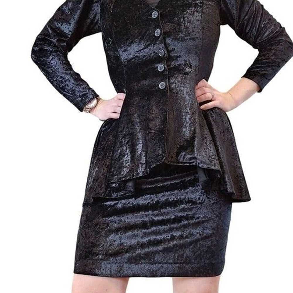 Black Crushed Velvet Small Skirt Set Edge Punk Pr… - image 9