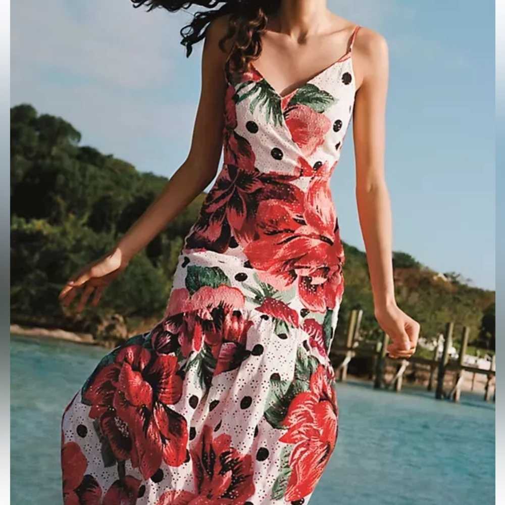 Farm Rio Eyelet Anthropologie Riviera Red Floral … - image 12