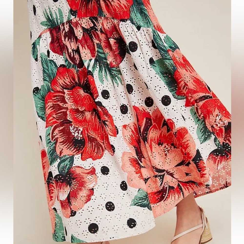 Farm Rio Eyelet Anthropologie Riviera Red Floral … - image 8