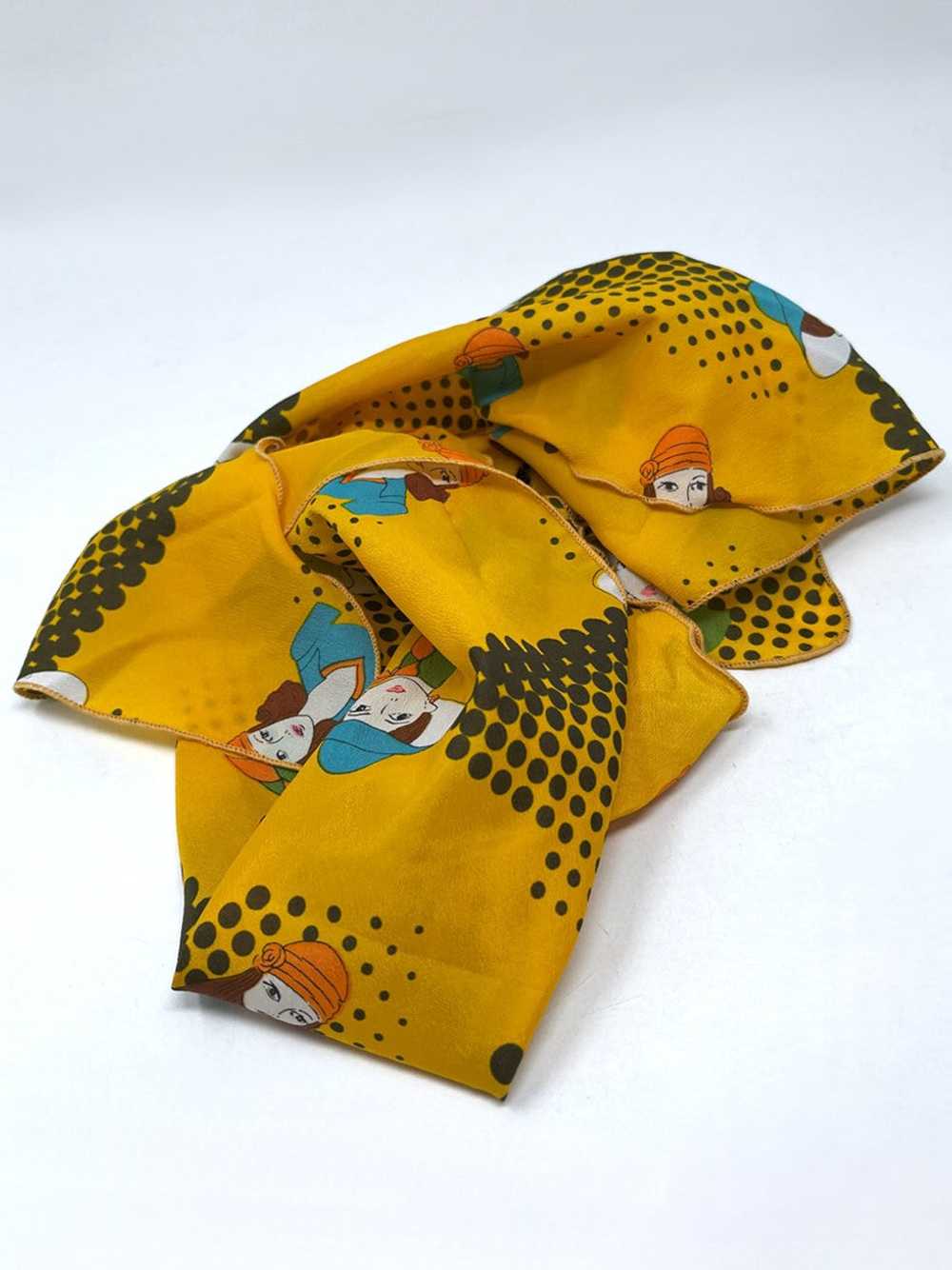 Vintage Orange & Aqua Novelty Art Deco Scarf - image 4