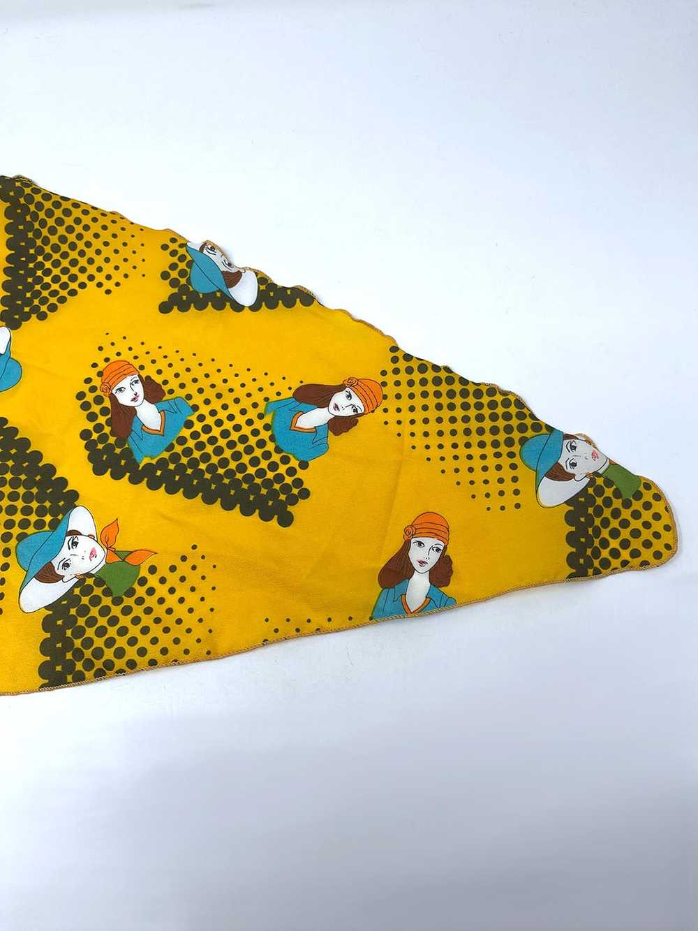 Vintage Orange & Aqua Novelty Art Deco Scarf - image 5