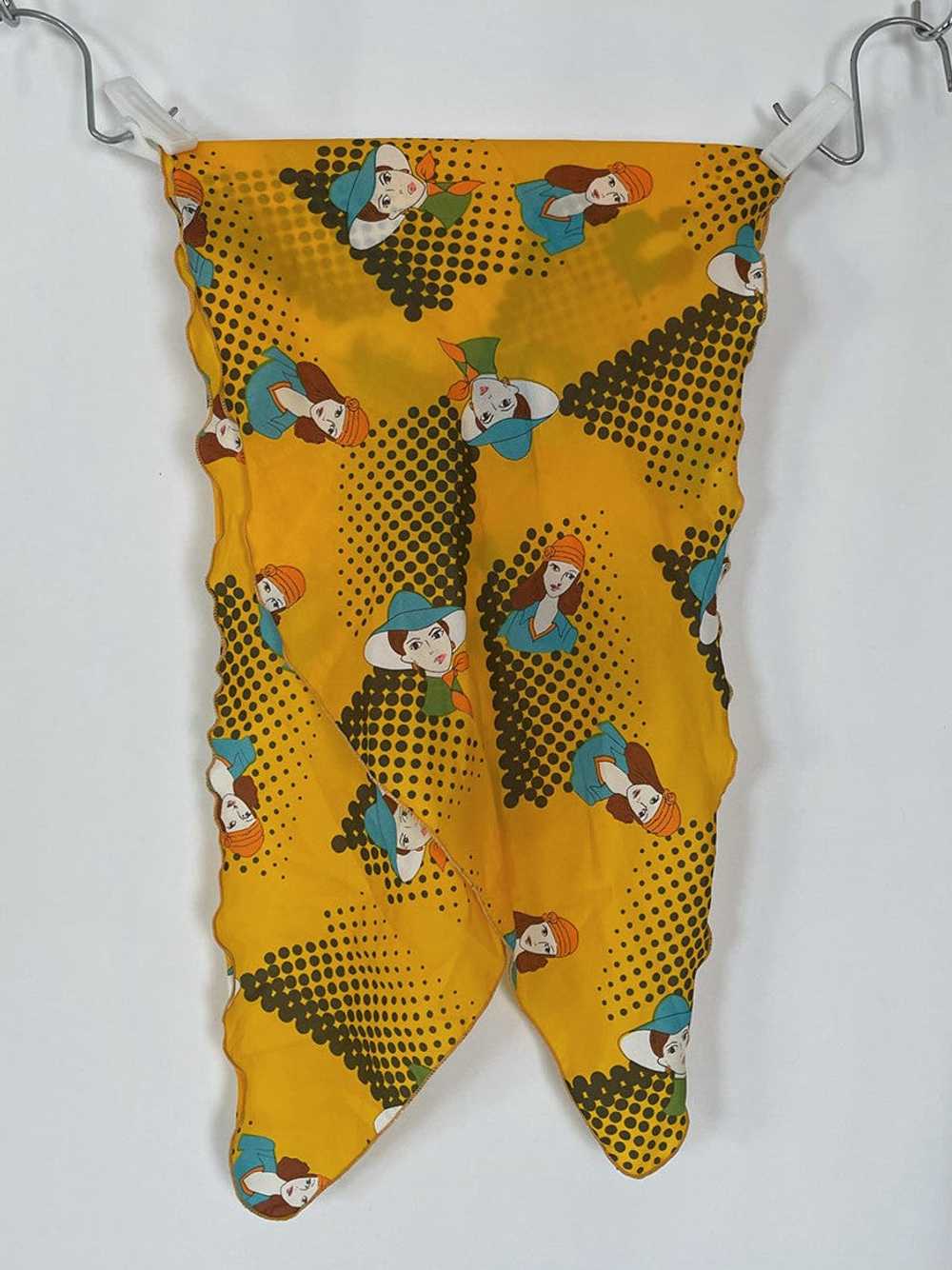 Vintage Orange & Aqua Novelty Art Deco Scarf - image 7