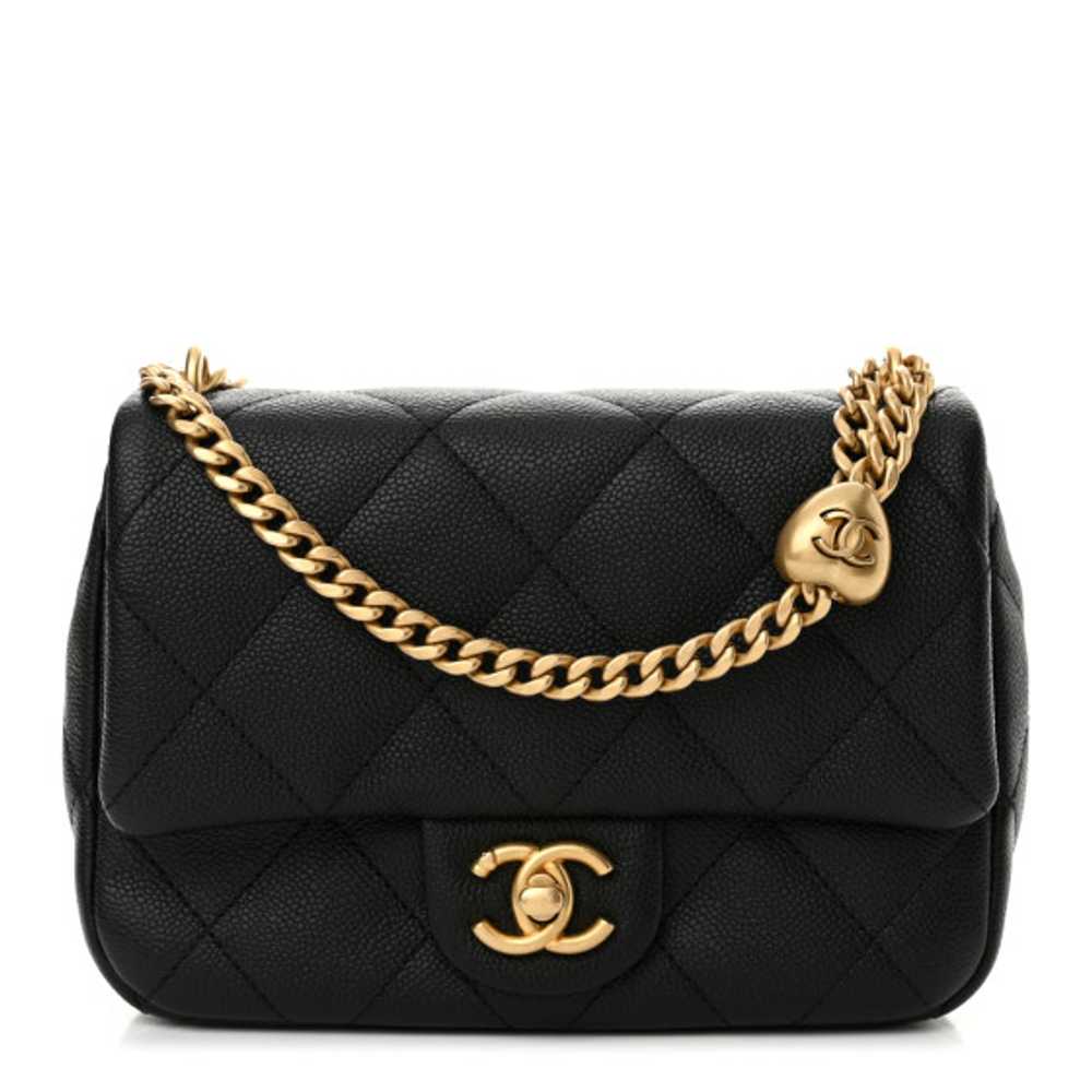 CHANEL Caviar Quilted Mini Sweetheart Flap Black - image 1