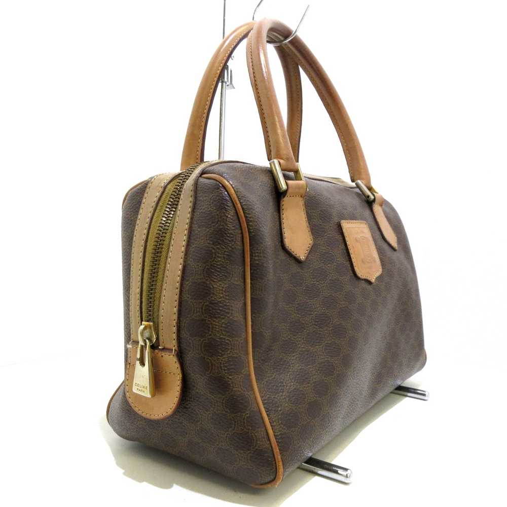 Auth CELINE Macadam Dark Brown Beige PVC Leather … - image 2