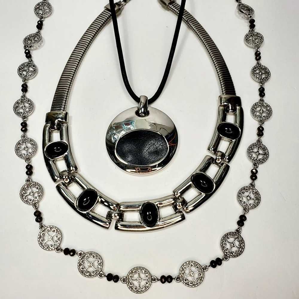 Fashion Jewelry Lot Silver & Black Necklace Earri… - image 5