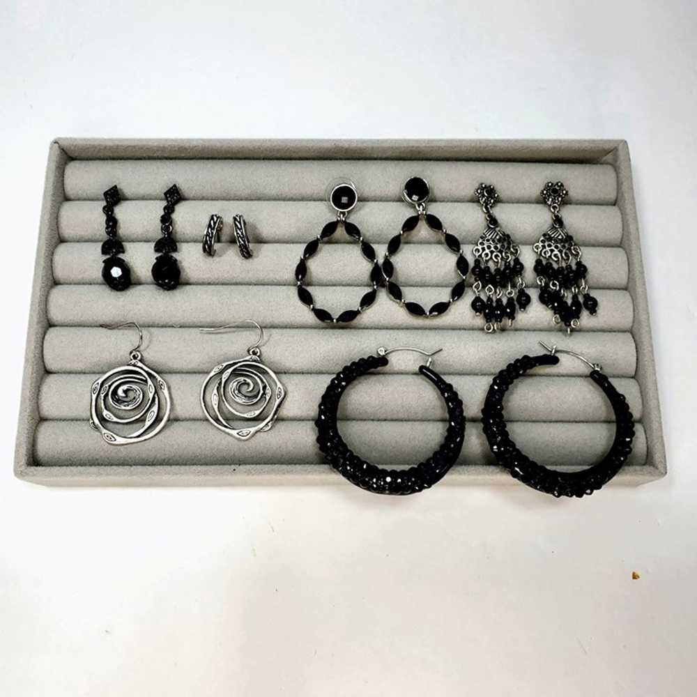 Fashion Jewelry Lot Silver & Black Necklace Earri… - image 7