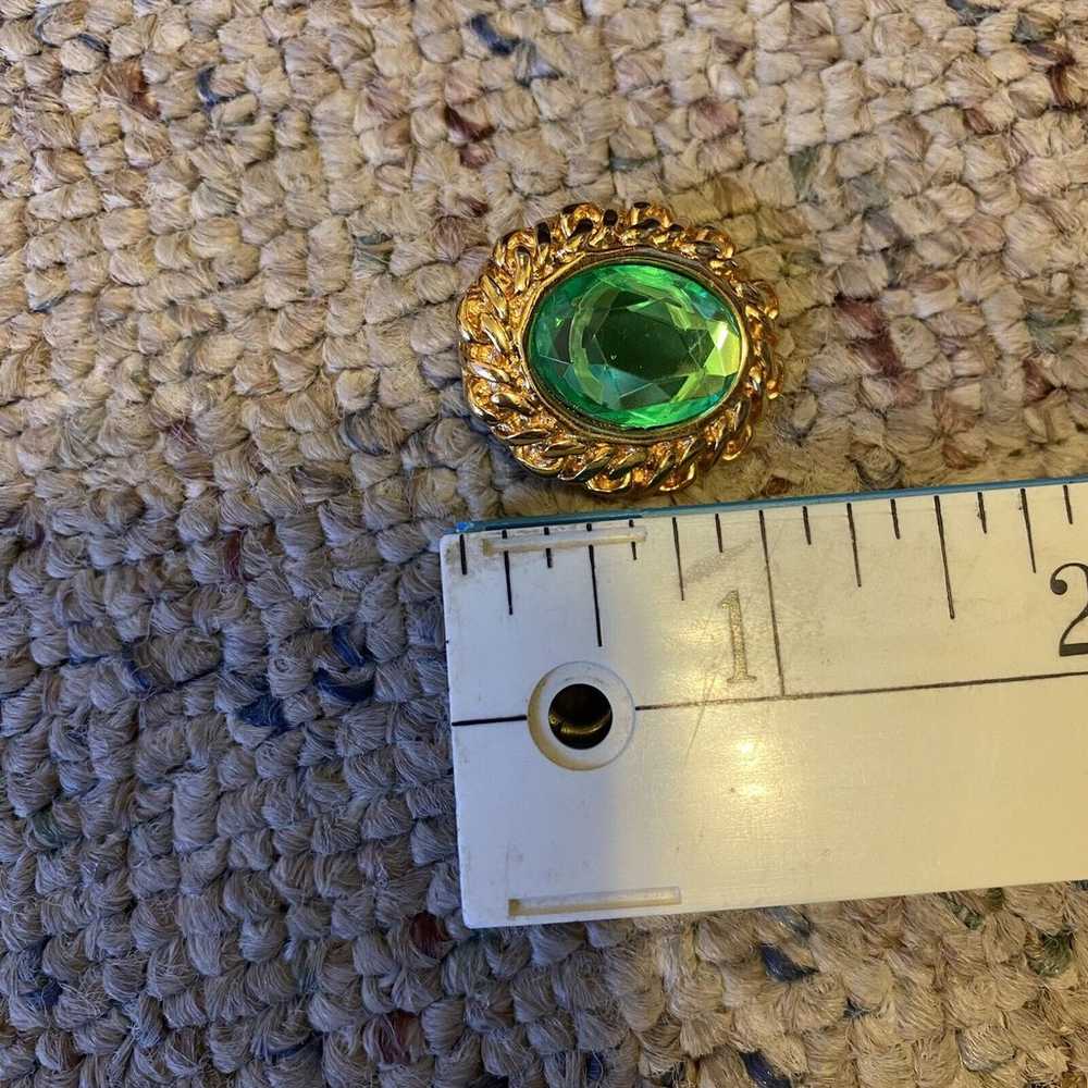 VTG Kenneth Jay Lane KJL Green Gemstone Oval Gold… - image 4