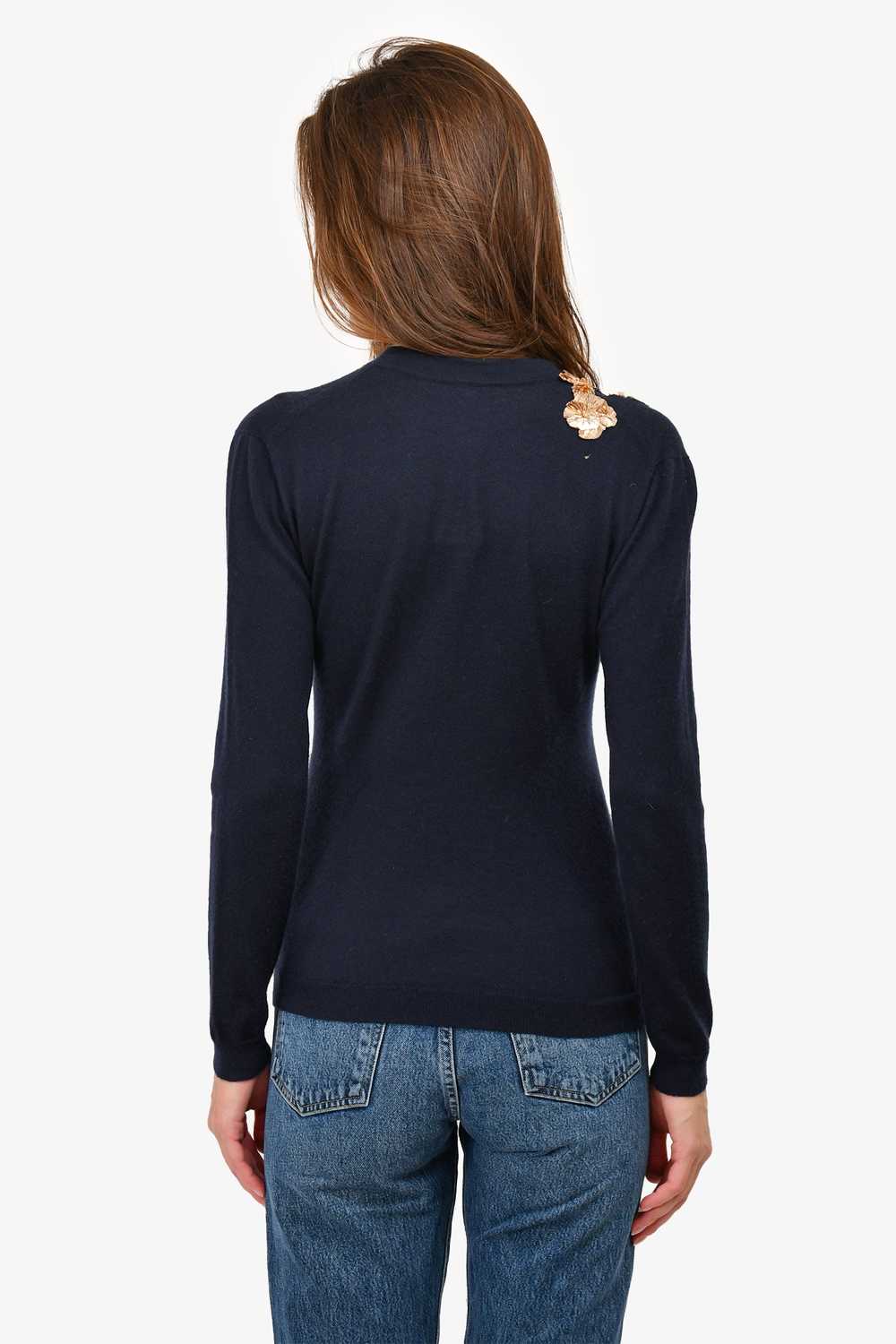 Christian Dior Navy Cashmere Sequin Floral Embroi… - image 4