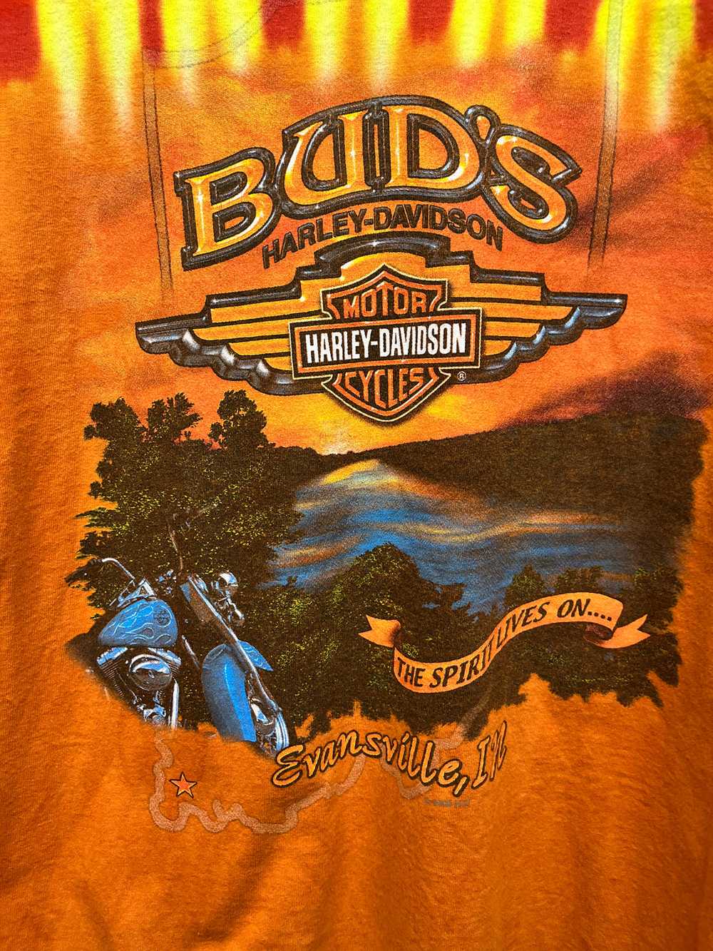 Vintage Harley Davidson Bud's Evansville Orange R… - image 6