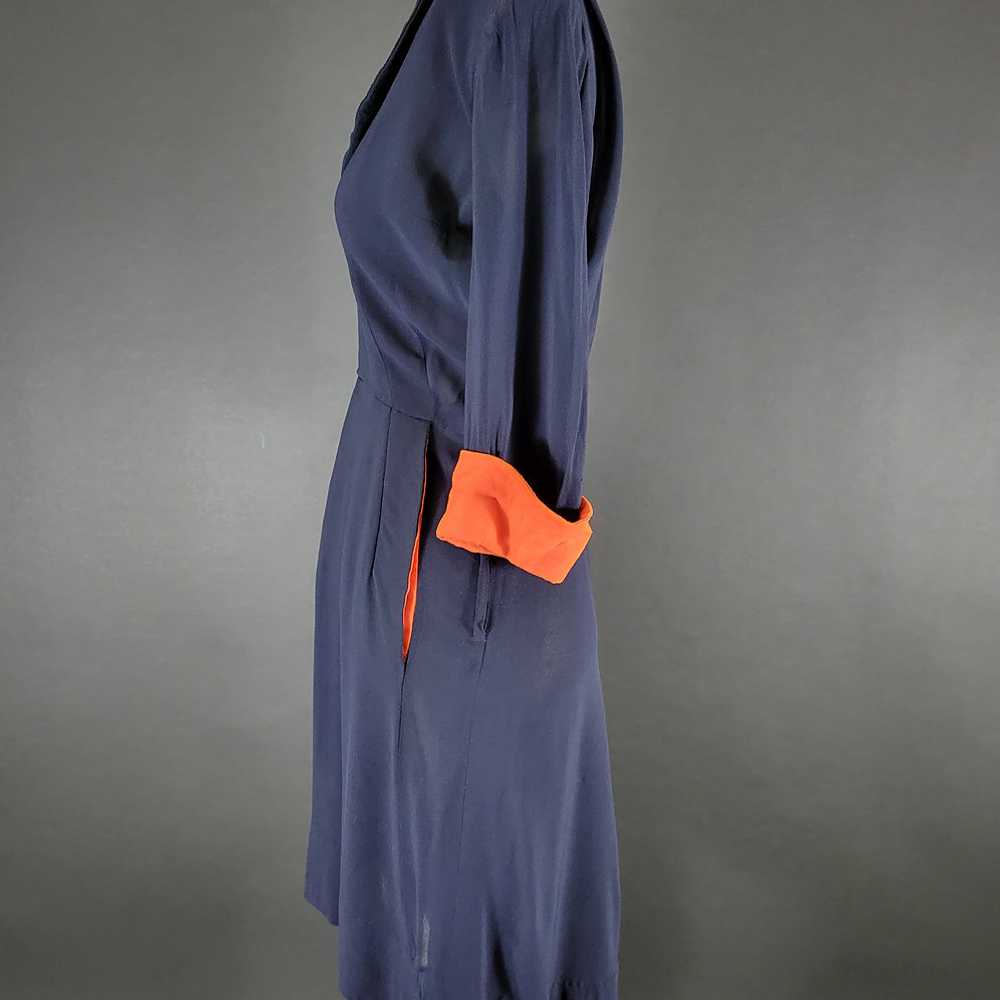 40s Navy Blue Rayon Dress - image 11