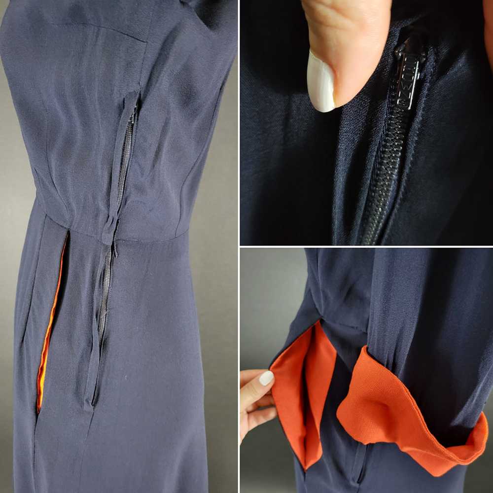 40s Navy Blue Rayon Dress - image 12