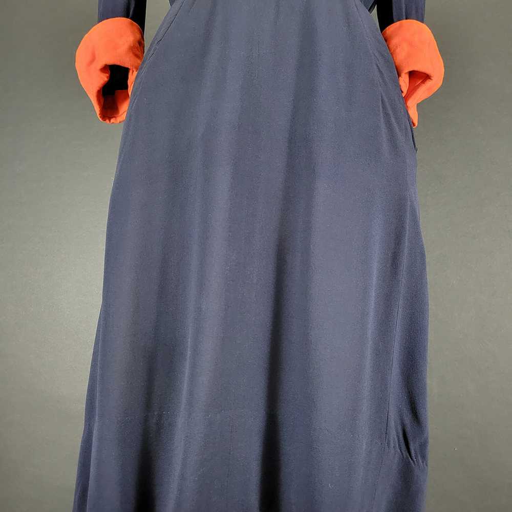 40s Navy Blue Rayon Dress - image 9