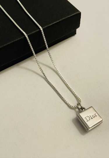 Dior Square Bow Tie Silver Plated Pendant on Chain