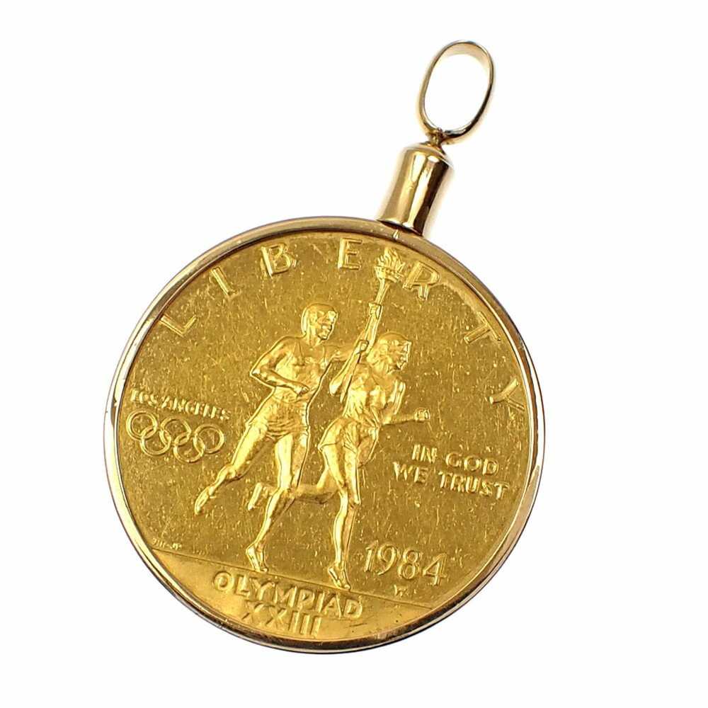 Other Gold coin pendant top for women, K18YG sett… - image 1