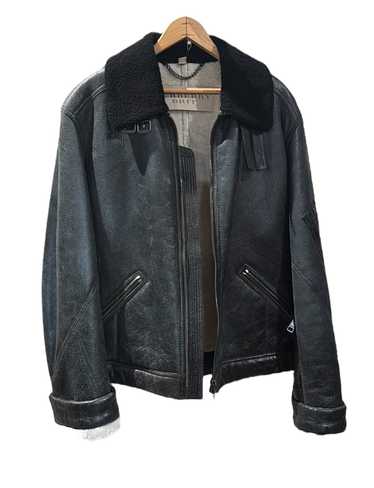 Burberry Brit Leather and Shearling Bomber Jacket