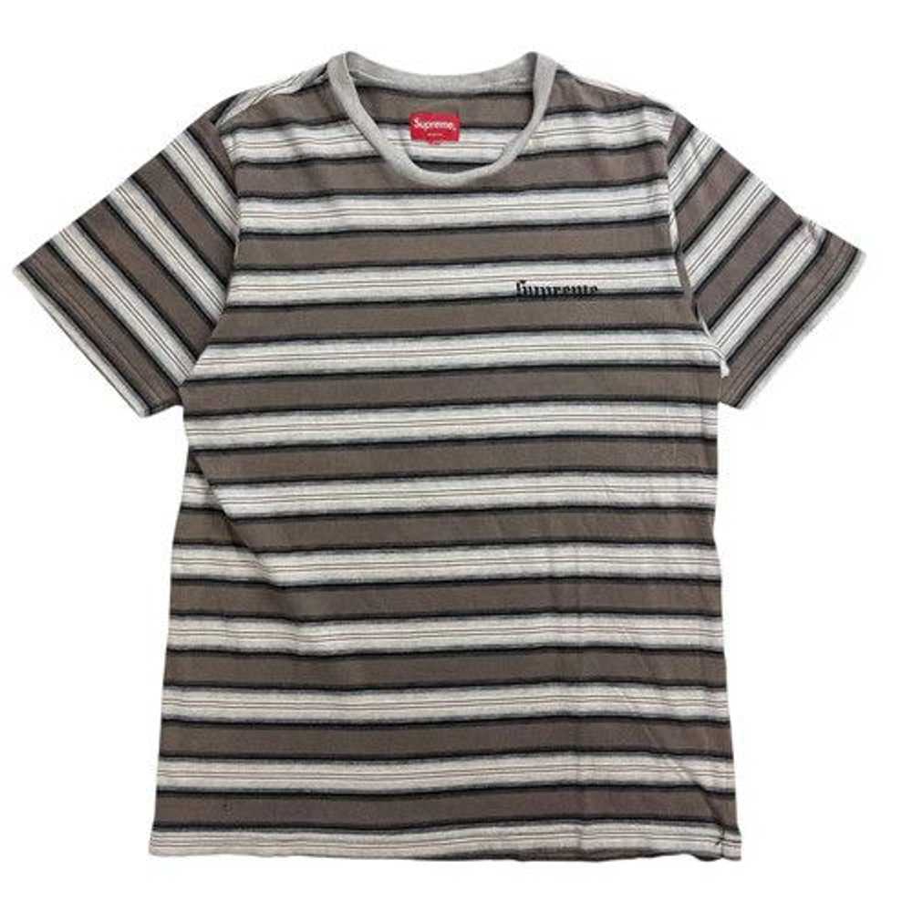 Supreme Supreme Shadow Stripe Tee Brown/White - image 1