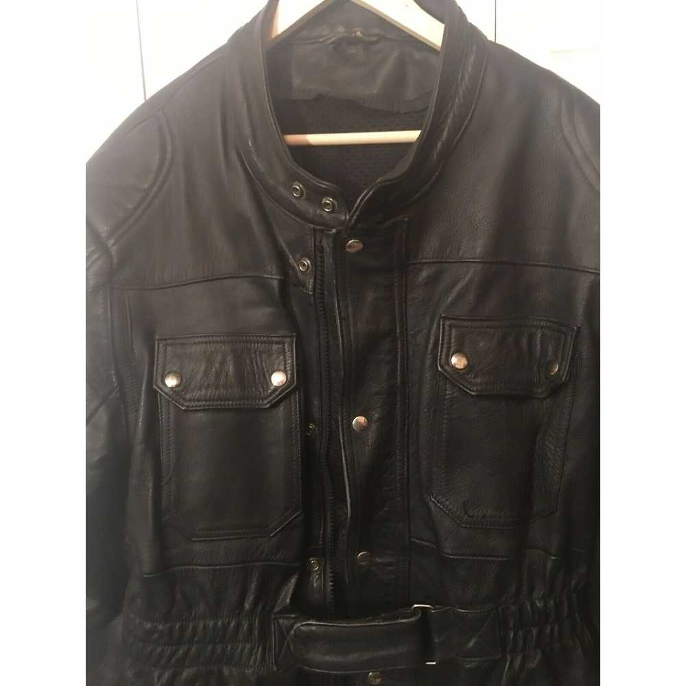 Unkwn Vintage Heavy Black Leather Men’s Sz 54 Mot… - image 3