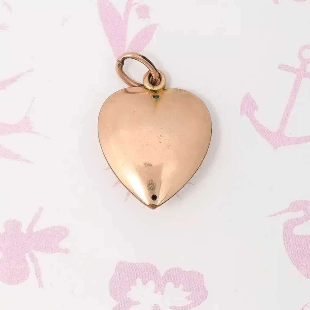 Antique Victorian HEART Rose Gold Filled Glass Ch… - image 3