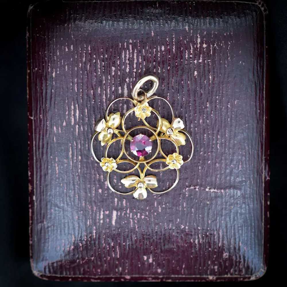 Antique Edwardian Garnet Lavalier 9ct Yellow Gold… - image 3