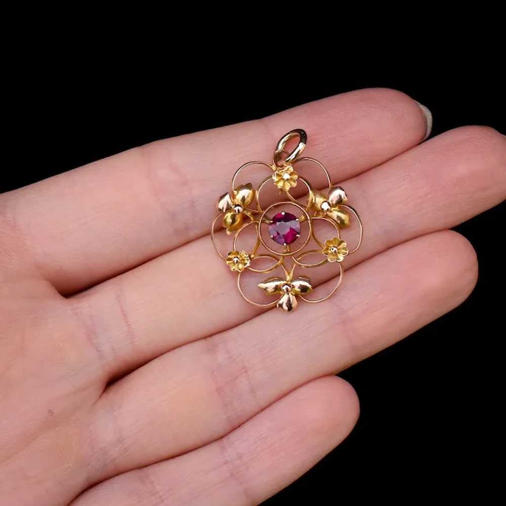 Antique Edwardian Garnet Lavalier 9ct Yellow Gold… - image 8