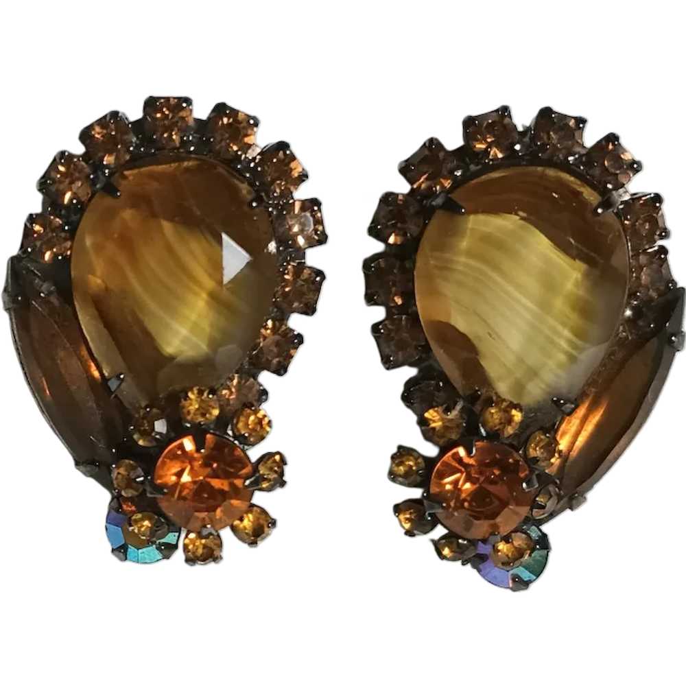 Juliana givre glass clip earrings ref 2560 rhines… - image 1