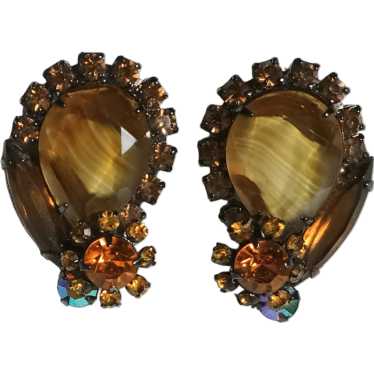 Juliana givre glass clip earrings ref 2560 rhines… - image 1