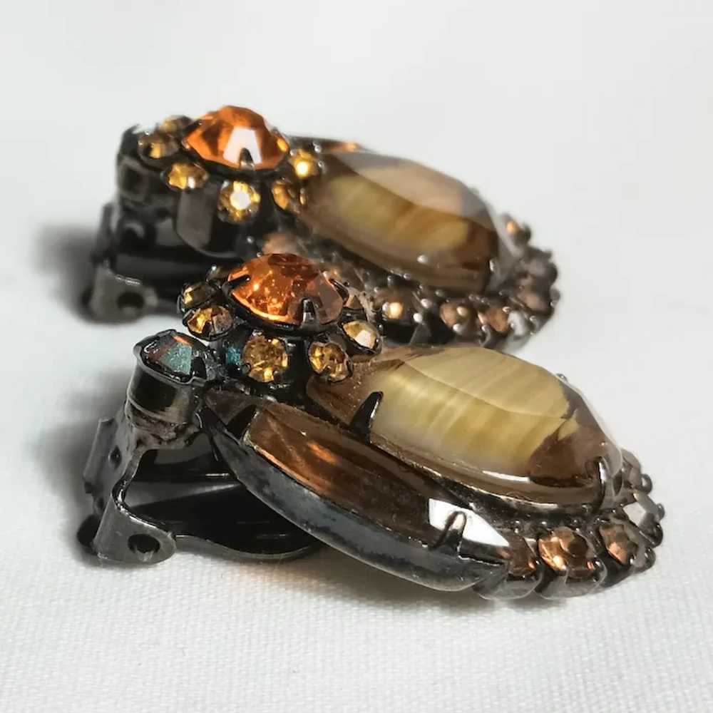 Juliana givre glass clip earrings ref 2560 rhines… - image 2