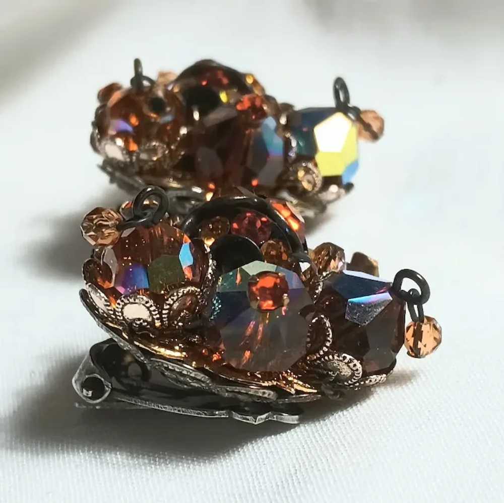 Alice Caviness clip earrings glass bead rhineston… - image 2