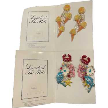 ELEGANT Two Pair Of Lunch at the Ritz Earrings "G… - image 1