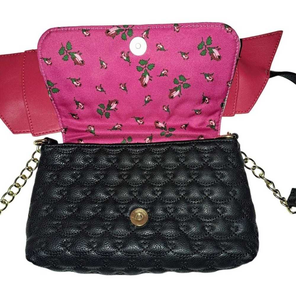 Betsey Johnson Black & White Quilted Large Red Bo… - image 3