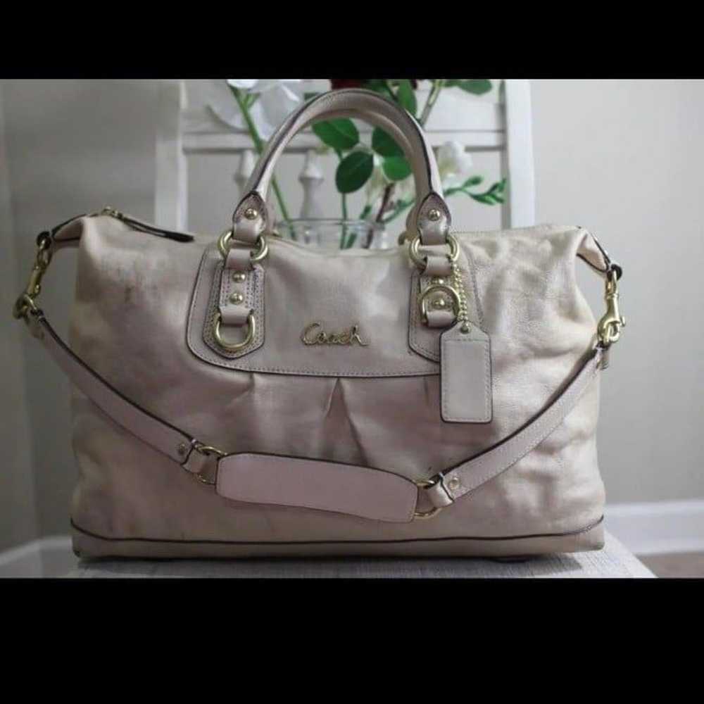 Coach Ashley large bone leather satchel shoulder … - image 1