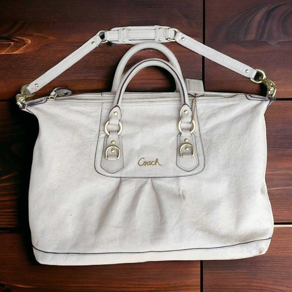 Coach Ashley large bone leather satchel shoulder … - image 2