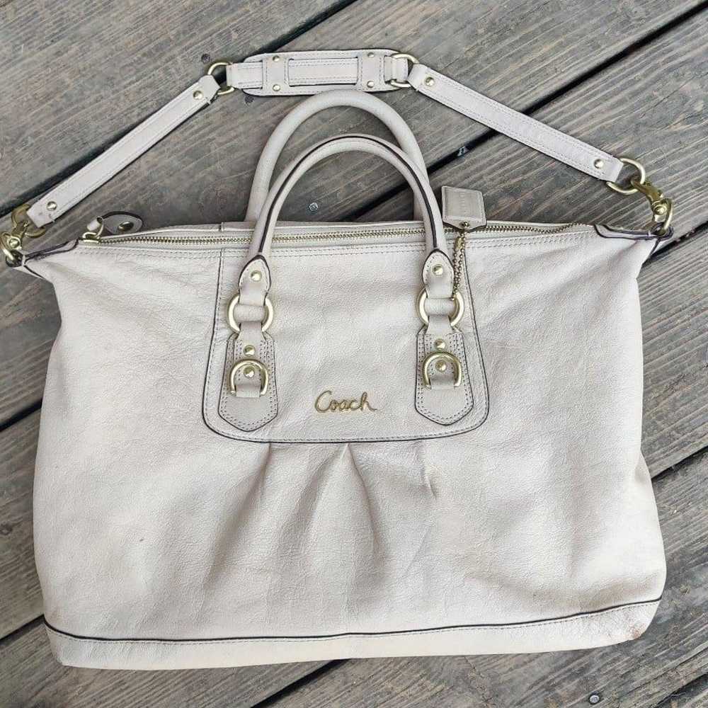 Coach Ashley large bone leather satchel shoulder … - image 5