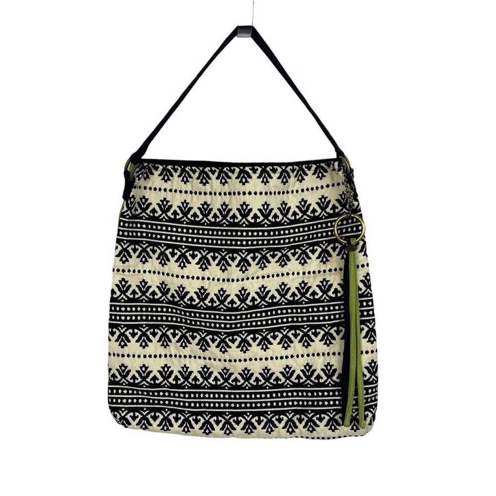 Atenti Women’s Woven Shoulder Bag Black Cream Lim… - image 1