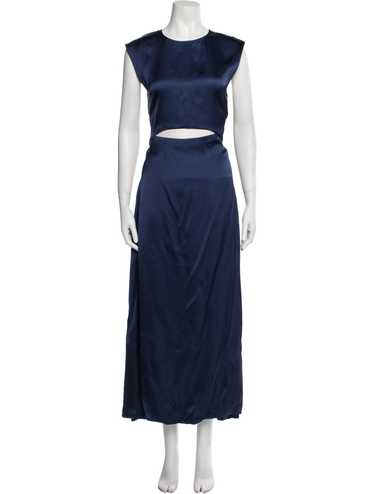 Loulou Studio Satin Evening Gown Blue Cutout Acce… - image 1