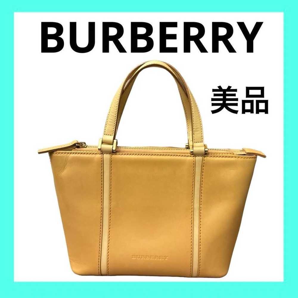 Burberry Tote Bag Nova Check Leather Beige Vintage - image 1