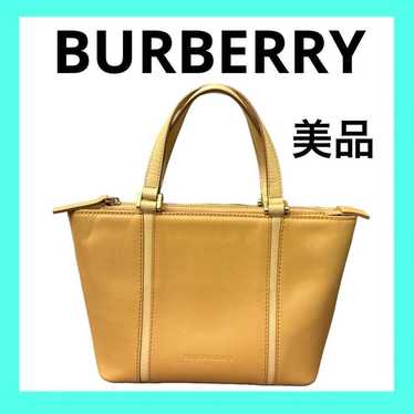 Burberry Tote Bag Nova Check Leather Beige Vintage - image 1